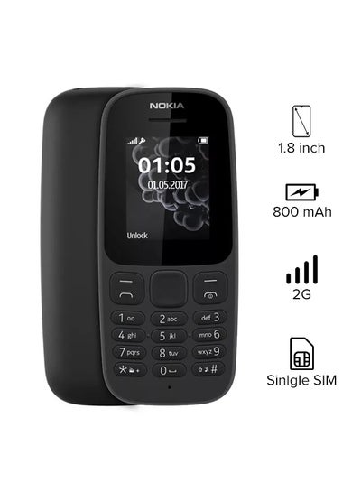 اشتري هاتف 105 إصدار عام (2017) بشاشة مقاس 1.8 بوصة، لون أسود، وذاكرة سعة 4 ميجابايت، ويدعم تقنية 2G في الامارات