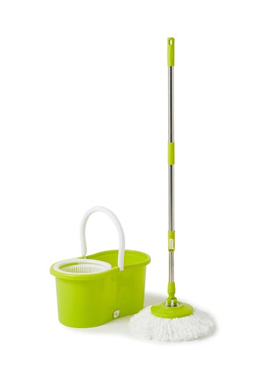 Buy Floor Cleaning Quick Spin Mop With Bucket Green/White 22 x 46 x 26cm in UAE