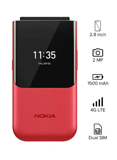 Buy 2720 Flip Phone Dual SIM Red 512MB RAM 4GB 4G LTE in Egypt