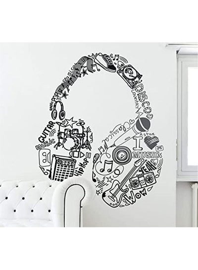 Buy Music Headphone Design Wall Decals For Living Room Quotes Black 100x80cm in Egypt