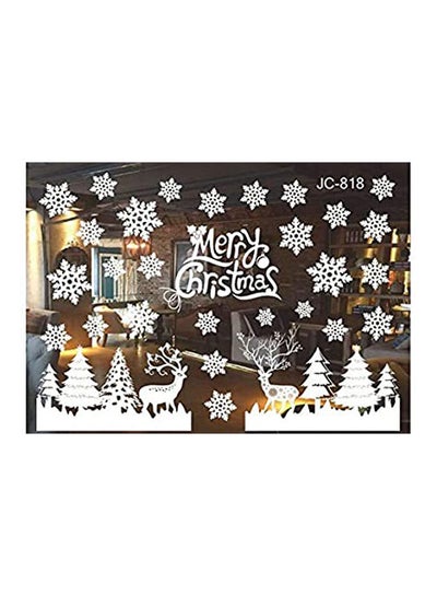 Buy Christmas Decoration Window Glass Stickers Merry Christmas Santa Claus Snow Pvc Removable Wall Sticker For Xmas Home Decals White 50X70cm in UAE