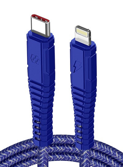 Buy Velox Nylon USB-C to Lightning Fast Charge & Data Sync Braided Cable 1.2m Blue in UAE