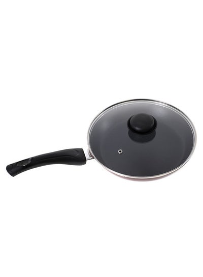 Buy Fry Pan With Lid Red/Black/Clear 28cm in UAE