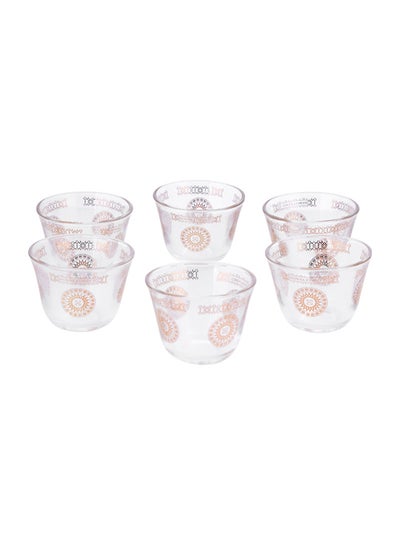 Buy 6-Piece Laya Cawa Cup Set Clear/Gold 25cm in Saudi Arabia