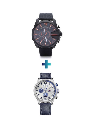 اشتري Men's Leather Analog Watch Dz4291 And Wrist Watch DZ4291 Set في مصر