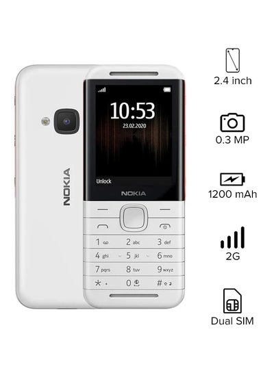 اشتري هاتف نوكيا 5310 ثنائي الشريحة أبيض/ أحمر، ذاكرة رام سعة 8 ميجابايت، ذاكرة داخلية سعة 16 ميجابايت، يدعم تقنية 2G في الامارات