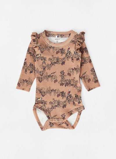 Buy Baby Graphic Print Bodysuit Brown in UAE