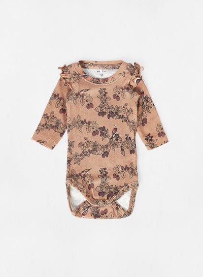 Buy Baby Graphic Print Bodysuit Dark Brown in UAE