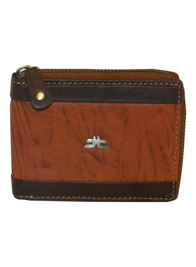 Buy Genuine Leather Designer Wallet With Full Zipper Rust in UAE