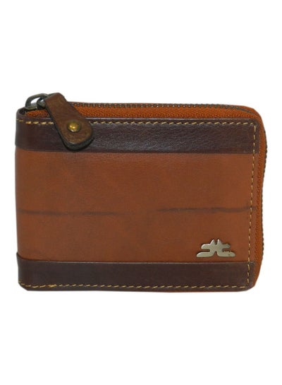 Buy Genuine Leather Designer Wallet With Full Zipper Rust in UAE