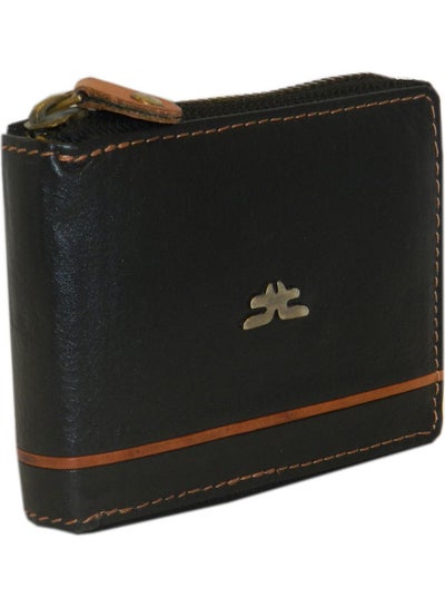 Buy Genuine Leather Designer Wallet With Full Zipper Black in UAE