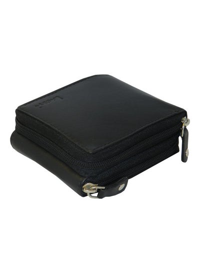 Buy Genuine Leather Designer Wallet With Full Zipper Black in UAE