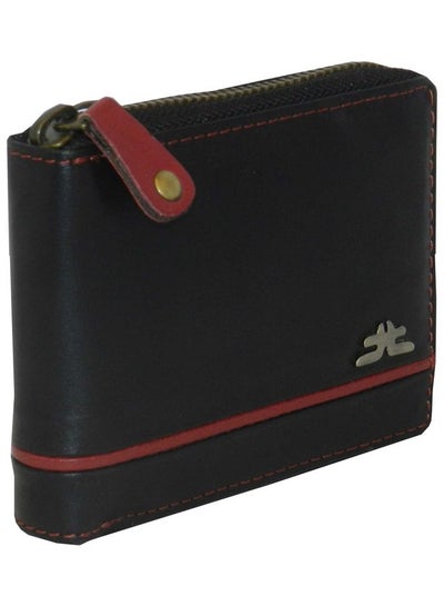 Buy Genuine Leather Designer Wallet With Full Zipper Black in UAE