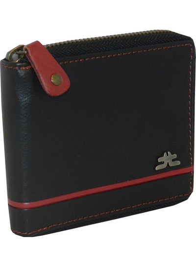 Buy Genuine Leather Designer Wallet With Full Zipper Black in UAE