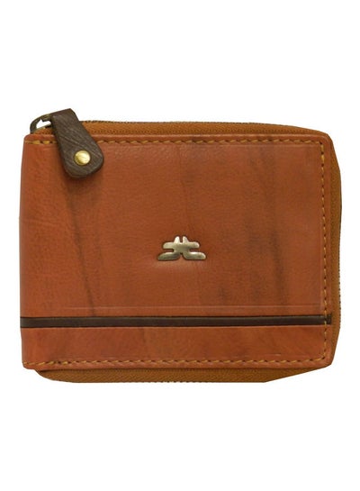 Buy Genuine Leather Designer Wallet With Full Zipper Rust in UAE