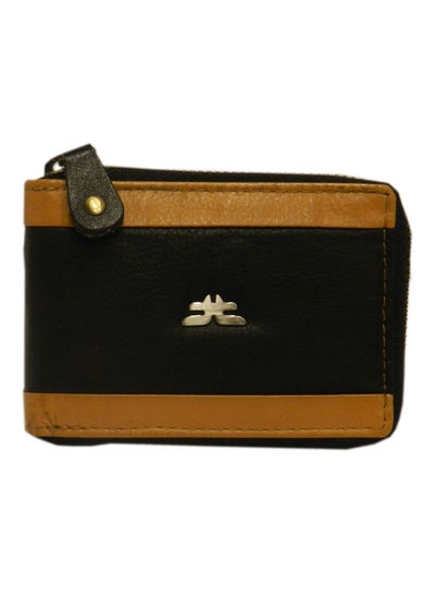 Buy Genuine Leather Designer Wallet With Full Zipper Black in UAE