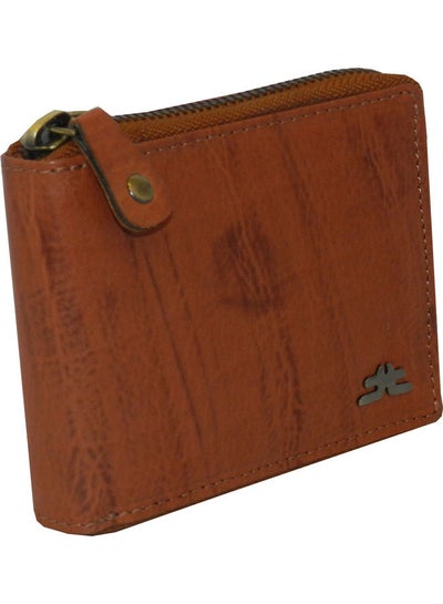 Buy Genuine Leather Designer Wallet With Full Zipper Rust in UAE