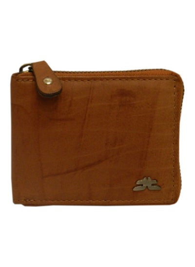 Buy Genuine Leather Designer Wallet With Full Zipper Rust in UAE