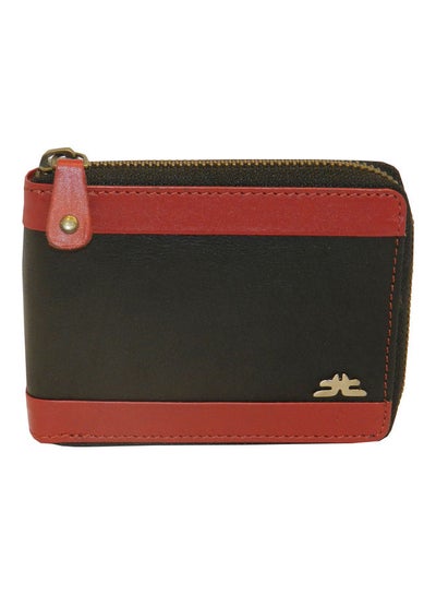 Buy Genuine Leather Designer Wallet With Full Zipper Black in UAE