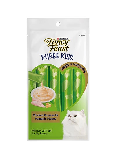 اشتري Fancy Feast Puree Kiss Chicken Puree With Pumpkin Flakes White 10grams في الامارات