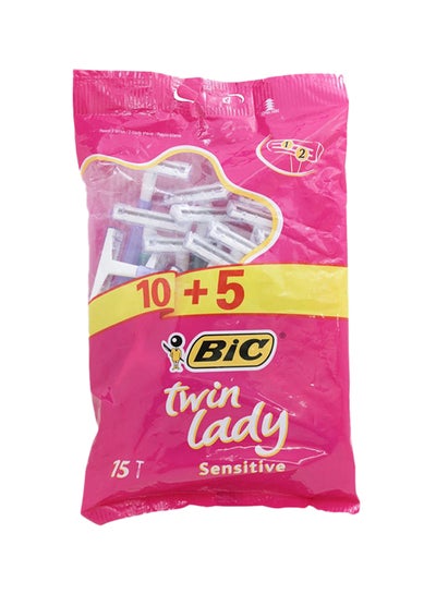 Buy Twin Lady Sensitive Disposable Razor, 15 Piece Multicolor in Saudi Arabia