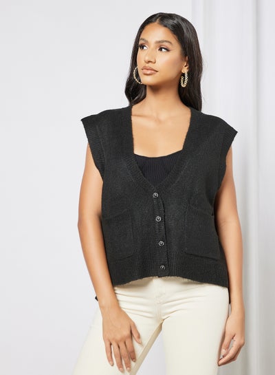 Buy Now - Knitted Waistcoat Black with 