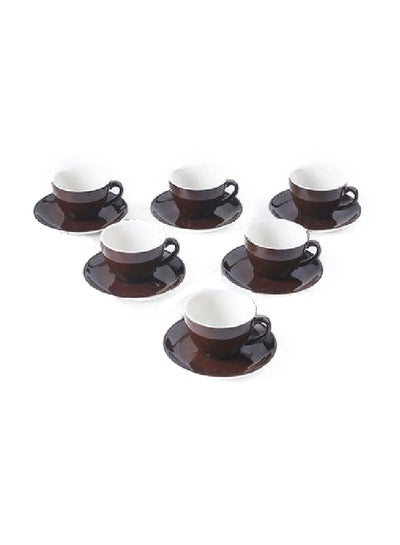 Buy 12-Piece Ergonomically Designed Fade-Proof Comfortable Grip Cup And Saucer Coffee 220ml in UAE