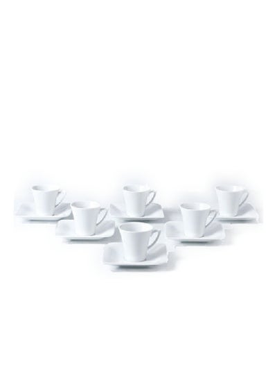 Buy 12-Piece Ceramic Cup And Saucer White 15x2.3cm in UAE