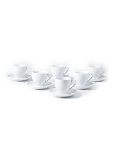 Buy 12-Piece Ceramic Cup And Saucer White 14.1x2.3cm in UAE