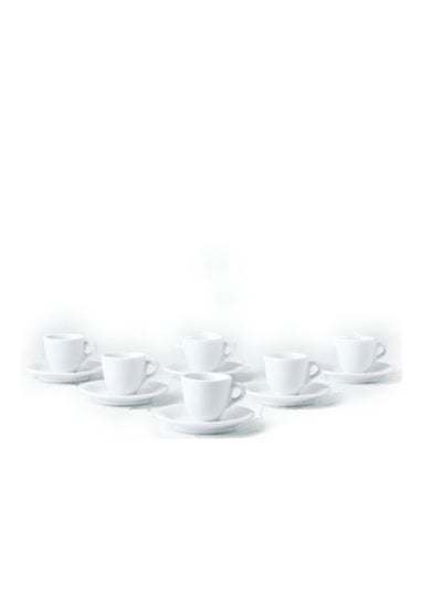 Buy 12-Piece Ceramic Cup And Saucer White 12.4x2cm in UAE