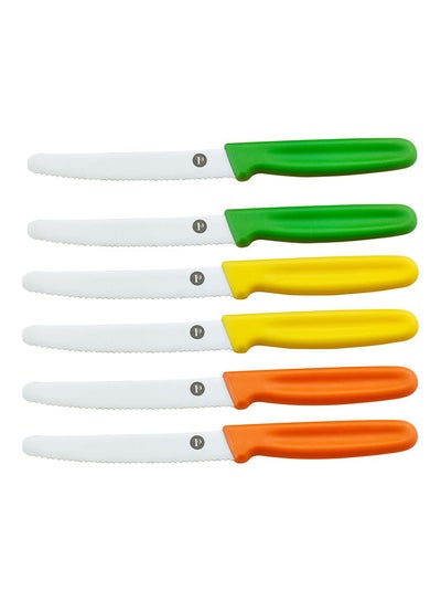 Buy 6 Piece Utility Knife Set Green/Yellow/Orange 11cm in Saudi Arabia