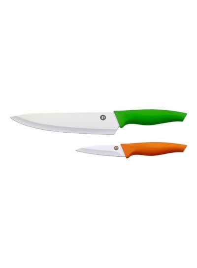 Buy 2 Piece Knife Set Green/Orange 8cm in Saudi Arabia