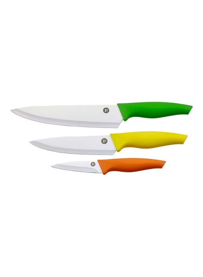 Buy 3 Piece Knife Set Green/Yellow/Orange 8cm in Saudi Arabia