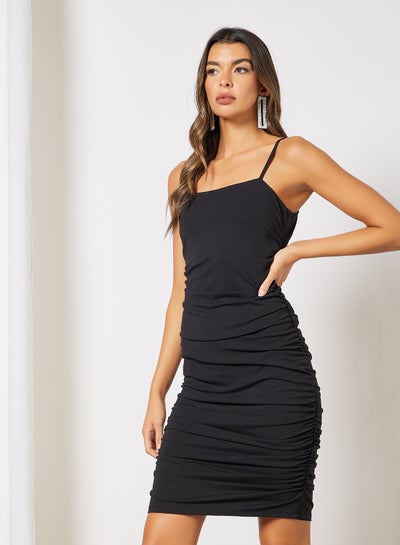 Buy Ruched Side Dress Black in UAE