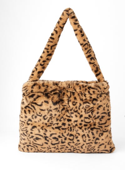 Buy Leopard Print Shoulder Bag Brown in UAE