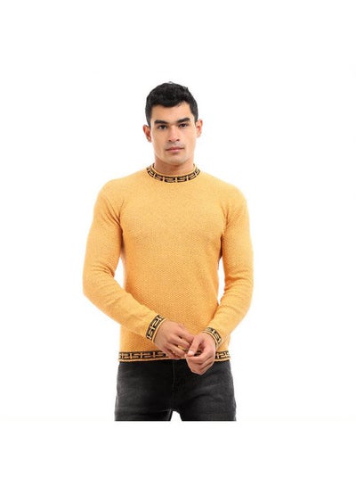 اشتري Plain-Basic High Neck Long Sleeve Pullover Dark Yellow في مصر