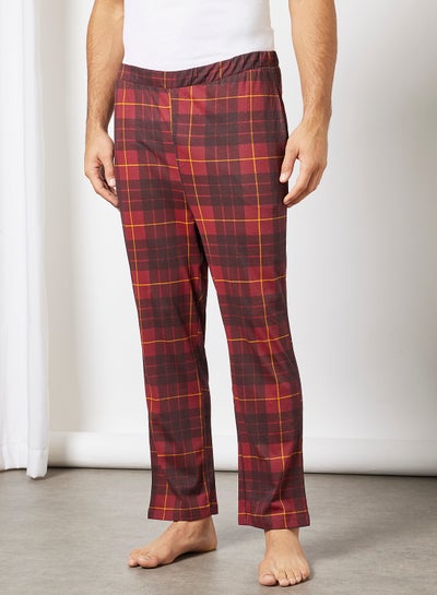 Buy Checked Loungewear Pants Maroon in UAE