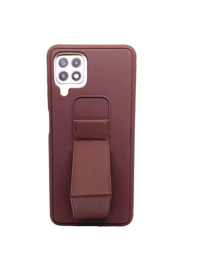 Buy 3-in-1 Magnetic Wrist Strap Hand Grip with Stand Case Cover for Samsung Galaxy A22 4G Brown in Saudi Arabia