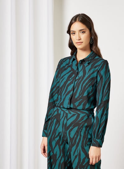 Buy Abstract Print Shirt Dark Teal in UAE