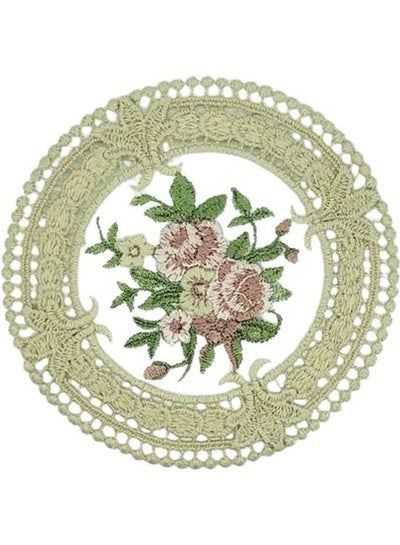 Buy Decorative Lace Round Coaster Multicolour 10cm in UAE