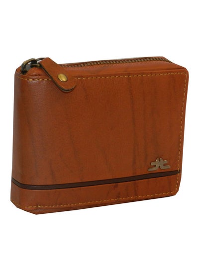 Buy Genuine Leather Designer Wallet With Zipper Rust in UAE