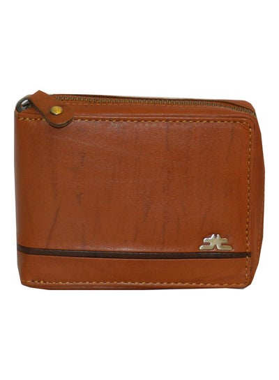 Buy Genuine Leather Designer Wallet With Zipper Rust in UAE