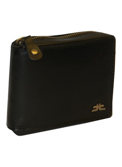 Buy Genuine Leather Designer Wallet With Zipper Black in UAE