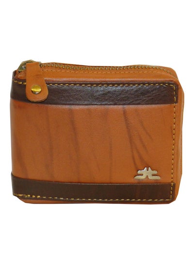 Buy Genuine Leather Designer Wallet With Zipper Rust in UAE