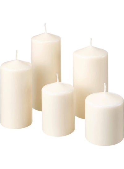 Buy Set Of 5 Unscented Block Candle Natural White in Saudi Arabia