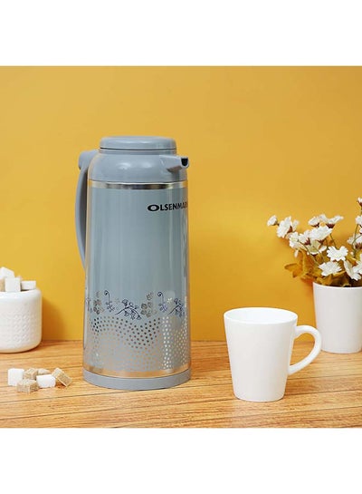 Buy Vacuum Flask With Glass Liner Cream Grey in UAE