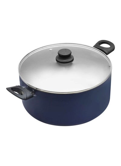 Buy Nonstick Induction Cooking Pot With Glass Lid Blue 28cm in UAE