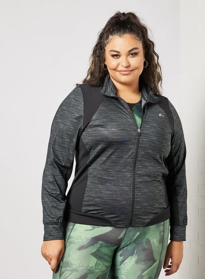 Buy Plus Size Zip Through Hoodie Grey in UAE