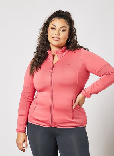 Buy Plus Size High Neck Jacket Pink in UAE