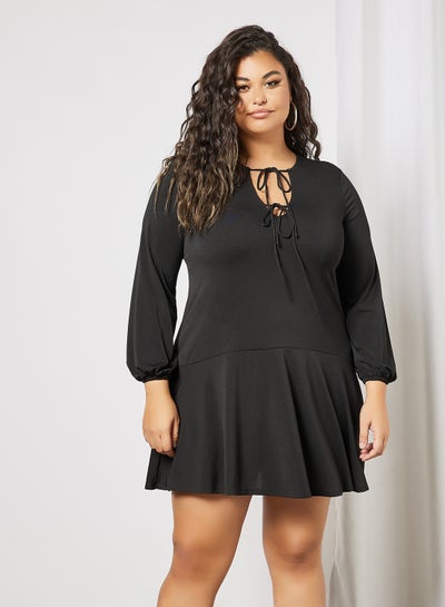 Buy Plus Size Peplum Dress Black in Saudi Arabia